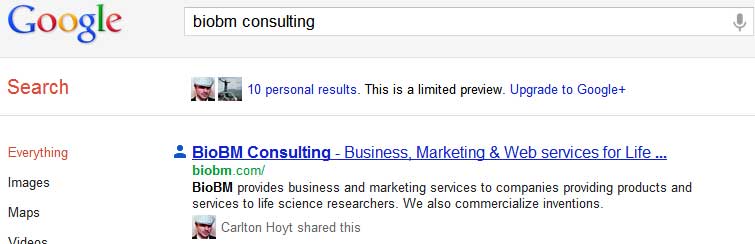 Google's new search results show results from Google contacts as well.